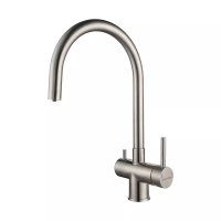Смеситель для кухни Paulmark Heller He213218-BS, с подключением к фильтру, сталь