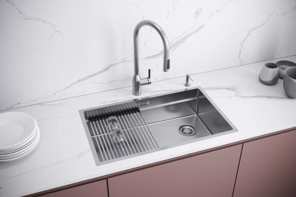 Смеситель для кухни Paulmark UNIVERSAL Un213880-BS, с подключением к фильтру, сталь