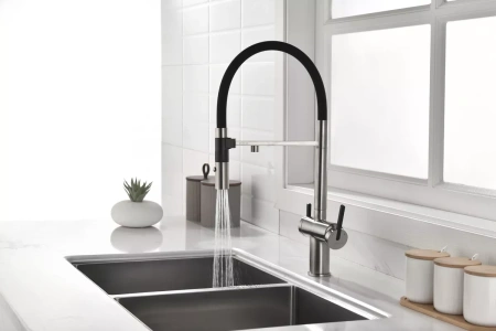 Смеситель для кухни Paulmark Gravity Gr213888-BS, с подключением к фильтру, сталь