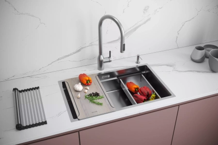 Мойка кухонная Paulmark NEXT-MULTI SINK 74 PM787445-BS, нержавеющая сталь, сталь