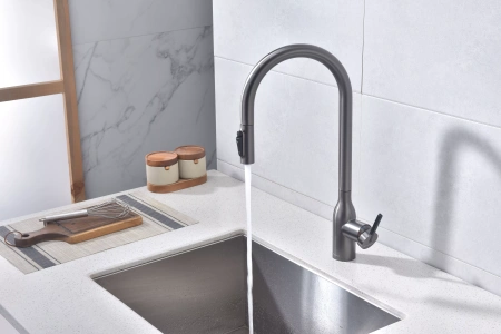 Смеситель для кухни Paulmark UNIVERSAL Un213880-GM, с подключением к фильтру, вороненая сталь
