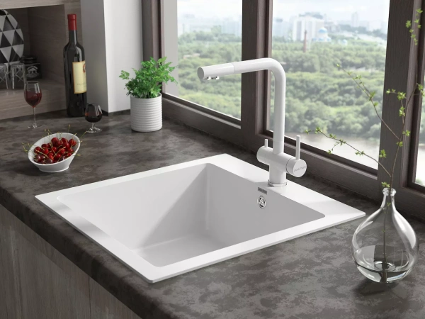 Смеситель для кухни Paulmark Skalen Sk213020-WH, с подключением к фильтру, белый