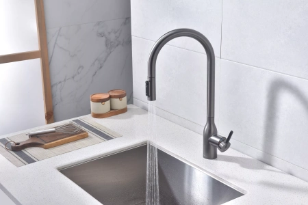 Смеситель для кухни Paulmark UNIVERSAL Un213880-GM, с подключением к фильтру, вороненая сталь