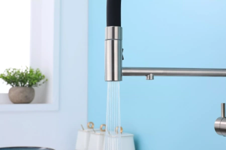Смеситель для кухни Paulmark NEXUS Ne213999-BS, с подключением к фильтру, сталь