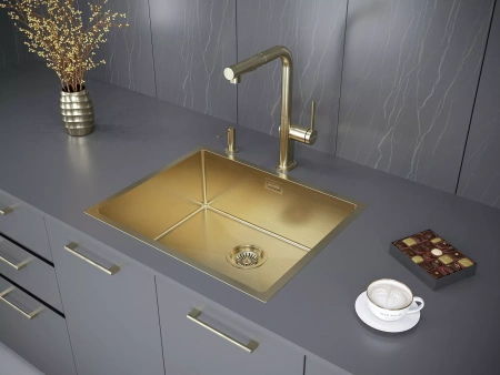 Мойка кухонная Paulmark NEXT 54 PM215444-BG, нержавеющая сталь, золото брашированное