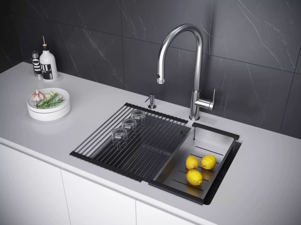Мойка кухонная Paulmark LUMI 55 LU55SK-DG, искусственный гранит (IT-GRANIT), графит