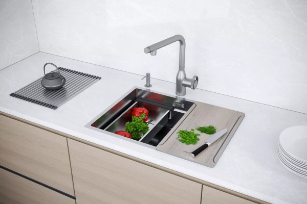 Мойка кухонная Paulmark NEXT-MULTI SINK 54 PM785445-BS, нержавеющая сталь, сталь