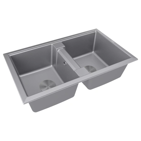 Мойка кухонная Paulmark TANDEM 80/2 PM238150-GRM, искусственный гранит (IT-GRANIT), серый