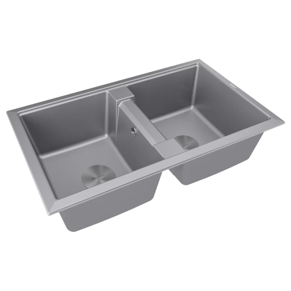 Мойка кухонная Paulmark TANDEM 80/2 PM238150-GRM, искусственный гранит (IT-GRANIT), серый