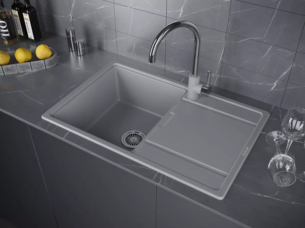 Мойка кухонная Paulmark FLUGEN 50-780 PM217850-GRM, искусственный гранит (IT-GRANIT), серый