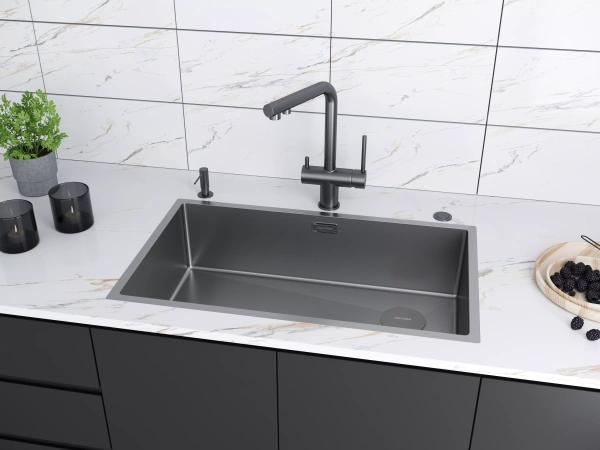 Дозатор для кухонной мойки Paulmark DECUS D004-MG, серый