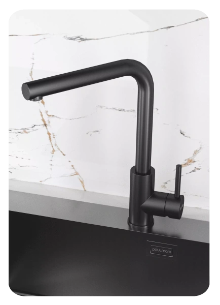 Смеситель для кухни Paulmark TWIN Tw213622-GM, с подключением к фильтру, вороненая сталь