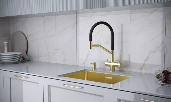 Дозатор для кухонной мойки Paulmark BREVIT D005-LG, зотоло