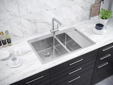 Мойка кухонная Paulmark KRONER 78/2SF PM227851-BSL, нержавеющая сталь, сталь
