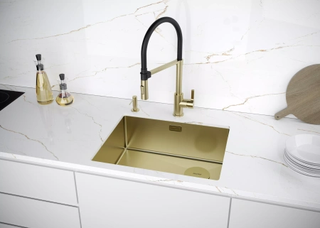 Смеситель для кухни Paulmark Halt Ha214021-LG, зотоло