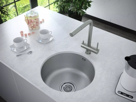 Смеситель для кухни Paulmark Skalen Sk213020-BS, с подключением к фильтру, сталь