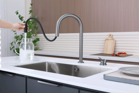Смеситель для кухни Paulmark ESTETICA Es218006-GM, вороненая сталь