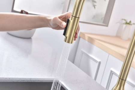 Смеситель для кухни Paulmark UNIVERSAL Un213880-LG, с подключением к фильтру, зотоло