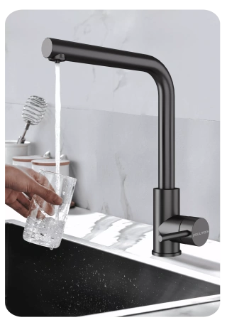 Смеситель для кухни Paulmark TWIN Tw213622-GM, с подключением к фильтру, вороненая сталь