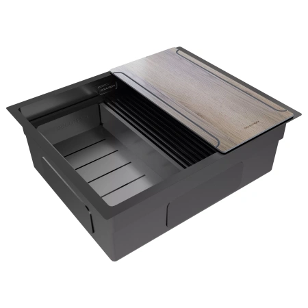 Мойка кухонная Paulmark NEXT-MULTI SINK 54 PM785445-GM, нержавеющая сталь, вороненая сталь