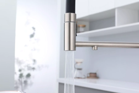 Смеситель для кухни Paulmark GANYMEDE Ga213199-BS, с подключением к фильтру, сталь