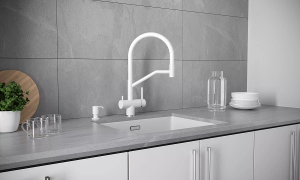 Смеситель для кухни Paulmark RUBERT Ru213175-WH, с подключением к фильтру, белый