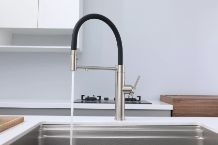 Смеситель для кухни Paulmark GANYMEDE Ga213199-BS, с подключением к фильтру, сталь