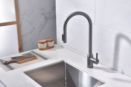 Смеситель для кухни Paulmark UNIVERSAL Un213880-GM, с подключением к фильтру, вороненая сталь