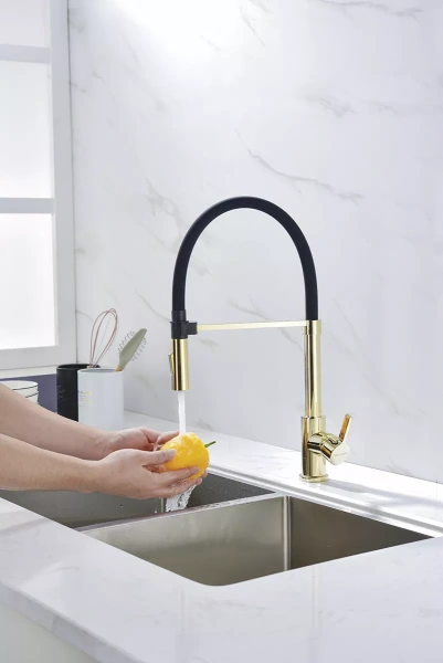 Смеситель для кухни Paulmark Halt Ha214021-G, золото