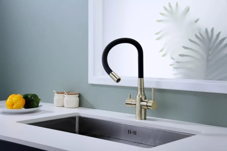 Смеситель для кухни Paulmark Salix Sa213419-BR, с гибким изливом, бронза