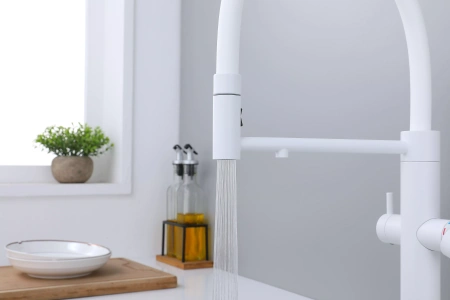 Смеситель для кухни Paulmark NEXUS Ne213999-WH, с подключением к фильтру, белый