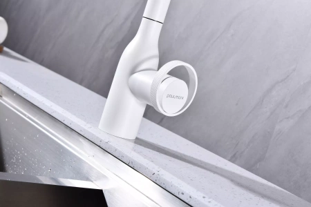 Смеситель для кухни Paulmark Urban Ur213104-WH, с выдвижным изливом, белый