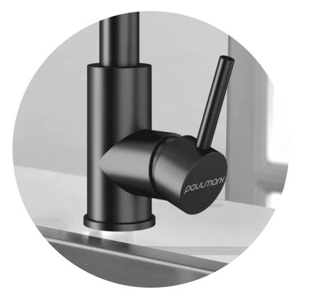 Смеситель для кухни Paulmark TWIN Tw213622-GM, с подключением к фильтру, вороненая сталь