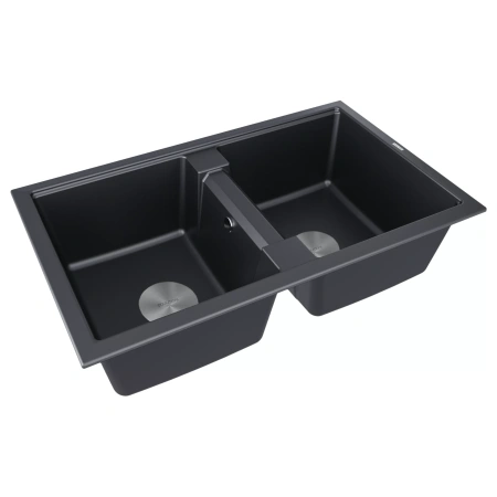 Мойка кухонная Paulmark TANDEM 80/2 PM238150-BLM, искусственный гранит (IT-GRANIT), черный