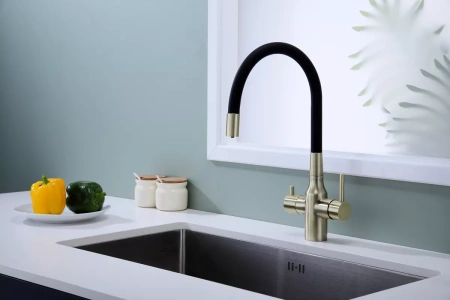 Смеситель для кухни Paulmark Salix Sa213419-BR, с гибким изливом, бронза