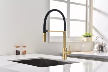 Смеситель для кухни Paulmark Halt Ha214021-LG, зотоло
