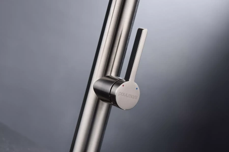 Смеситель для кухни Paulmark Leader Le214101-BS, с гибким изливом, сталь