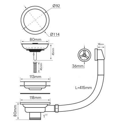 Слив с овальным переливом Paulmark PM6022-BG, золото брашированное