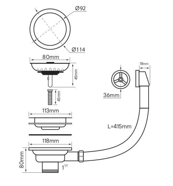 Слив с овальным переливом Paulmark PM6022-BG, золото брашированное