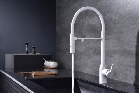 Смеситель для кухни Paulmark MAGNETO Ma213188-WH, с подключением к фильтру, белый
