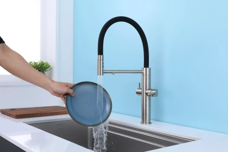 Смеситель для кухни Paulmark NEXUS Ne213999-BS, с подключением к фильтру, сталь